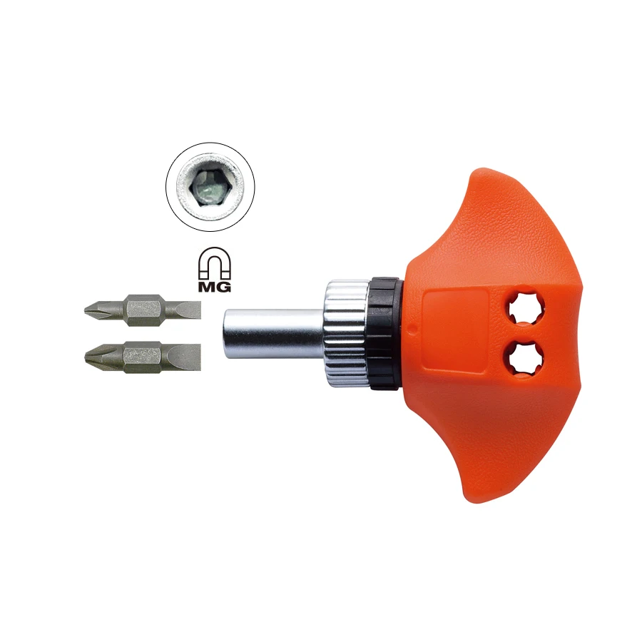 VESSEL TD-80 TD-81R T-shaped Ratchet Screwdriver Set with 5 Bits PH/SL Easier Tightening Screws Labour-saving Screwdriver