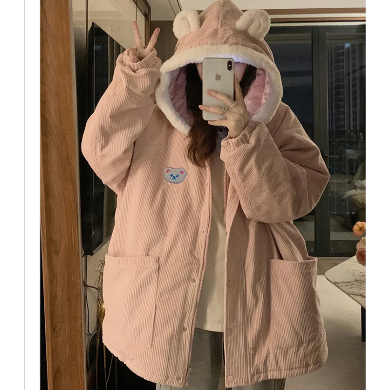 

Apricot Women Clothing Outerwear Top Pink Jackets Fashion Streetwear Y2K Style High Street American 2023 NEW Winter Female Coat