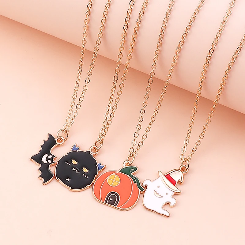 Women's Cute Enamel Halloween Necklace Set