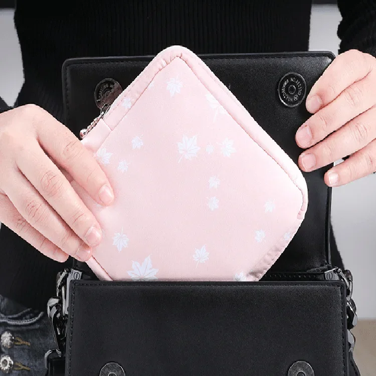 Borsa cosmetica piccola da donna Mini tovaglioli sanitari da viaggio trucco custodia per rossetto custodia per borse da trucco per ragazza in cotone