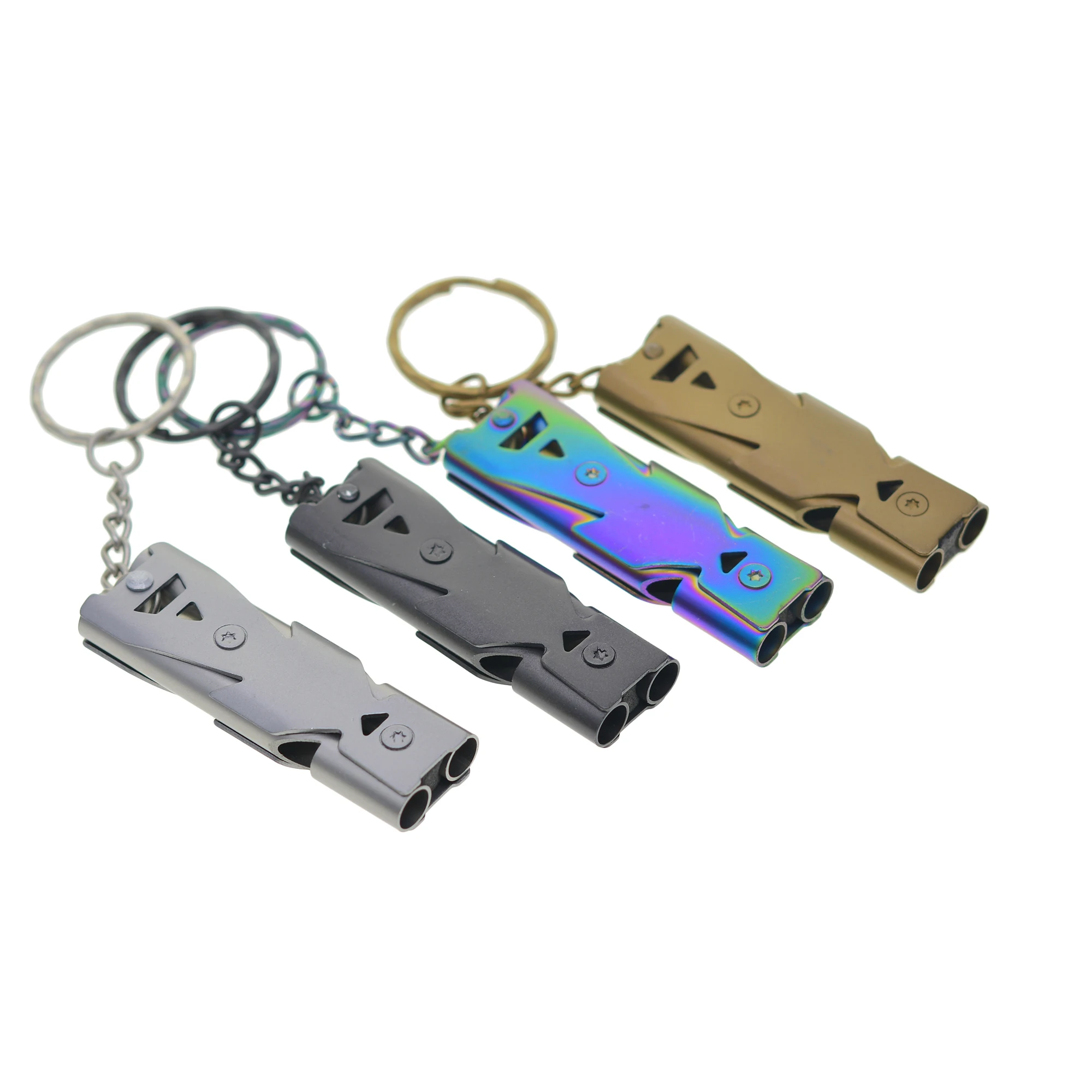 Aliminum Emergency Whistle Keychain Lanyard-Double Tube Survival Whistle Loud Sound A Perfect Loud Whistle