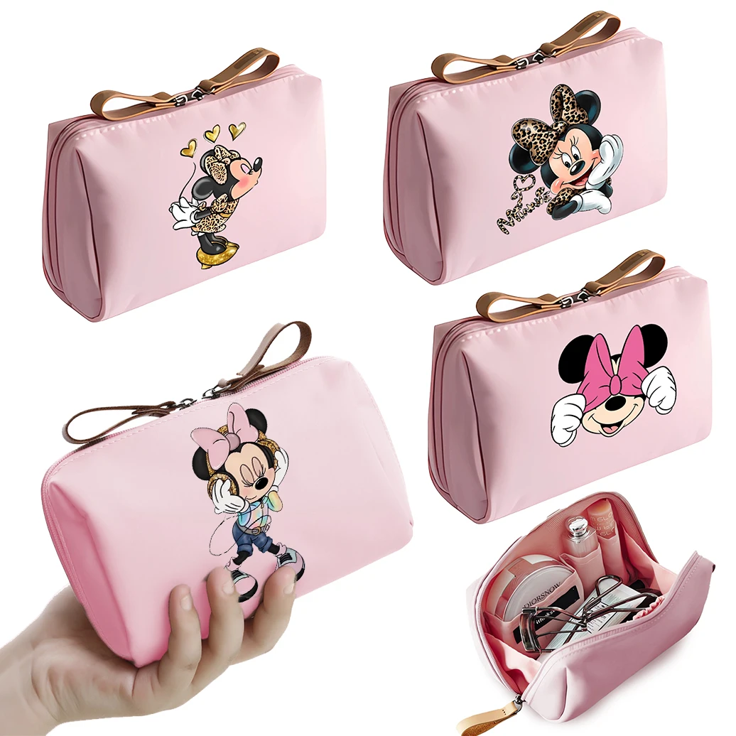 Mickey Minnie Mouse Cosmetic Bag for Women Cartoon Storage Pouch Travel Portable Toiletry Bags Outdoor Makeup HandBag Pendant