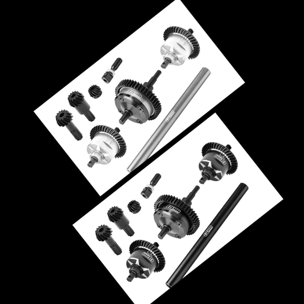 GPM Koolstofstaal + 7075Alu Voor & Midden & Achter Complete Diffs Mini Maxx Mini XRT