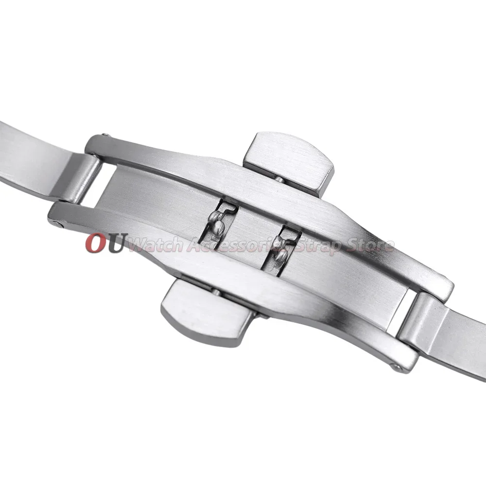 10 12 14 16 18 20 22mm Silberne Edelstahl-Schmetterlings-Faltschließe Polierte Matte Uhrenarmband-Verschlüsse Schwarz Roségold Uhrenknöpfe – Detail 6