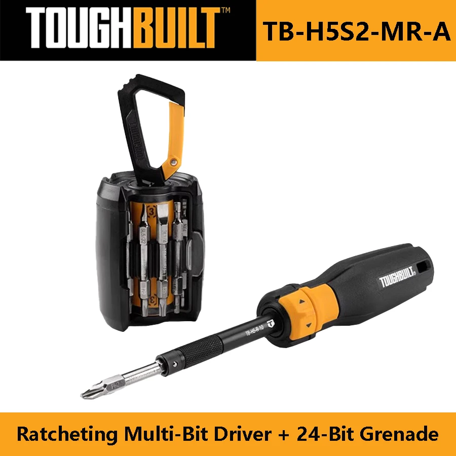 TOUGHBUILT TB-H5S2-MR-A Ratchet Screwdriver Set Ratcheting Multi-Bit Driver + 24-Bit Grenade Double-headed Screwdriver Set