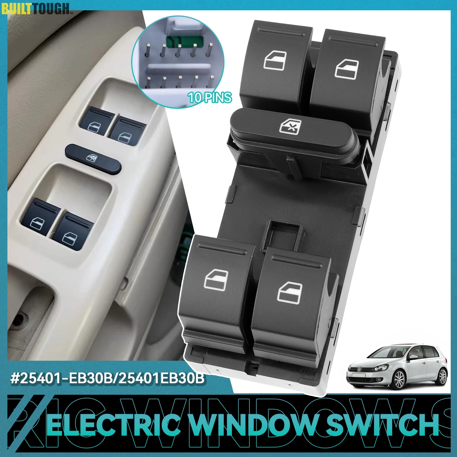 Electric Driver Side Power Window Control Switch Green For Skoda Fabia 2 Octavia 1Z Roomster Superb Yeti 1Z0959858B 1Z0 959 858B