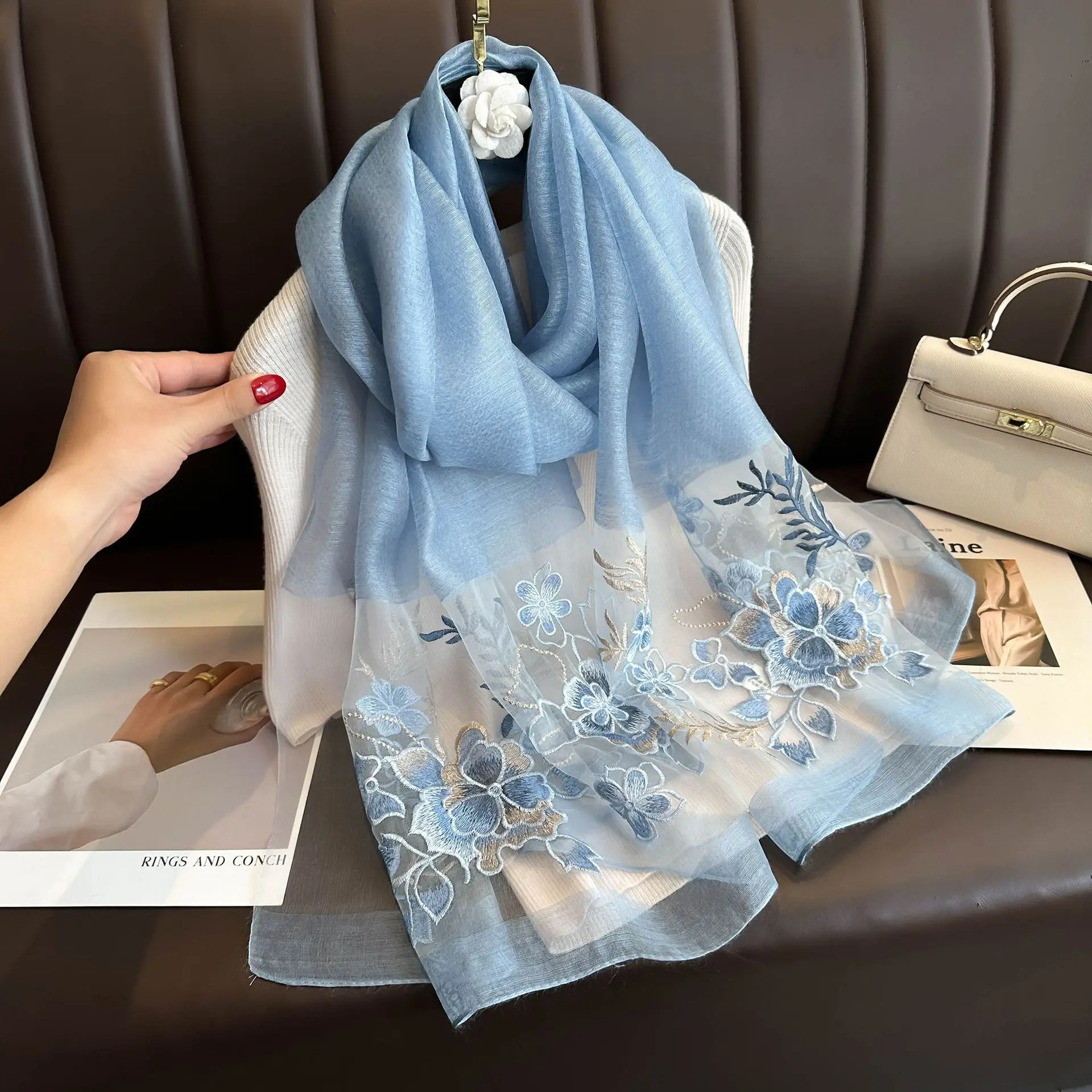 

Luxury Brand Solid Silk wool scarf Women Shawls Scarves Summer Lady Hijab Winter Fashion Warm Bandana Foulard Pashmina Poncho