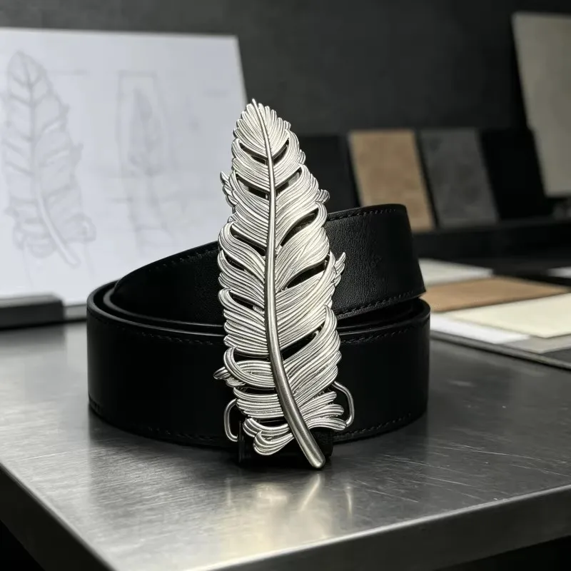 Men Women's Vintage Black Metal Feather Buckle Corset Female Cummerbund Coat Waistband Dress Decration Wide Belt J1364