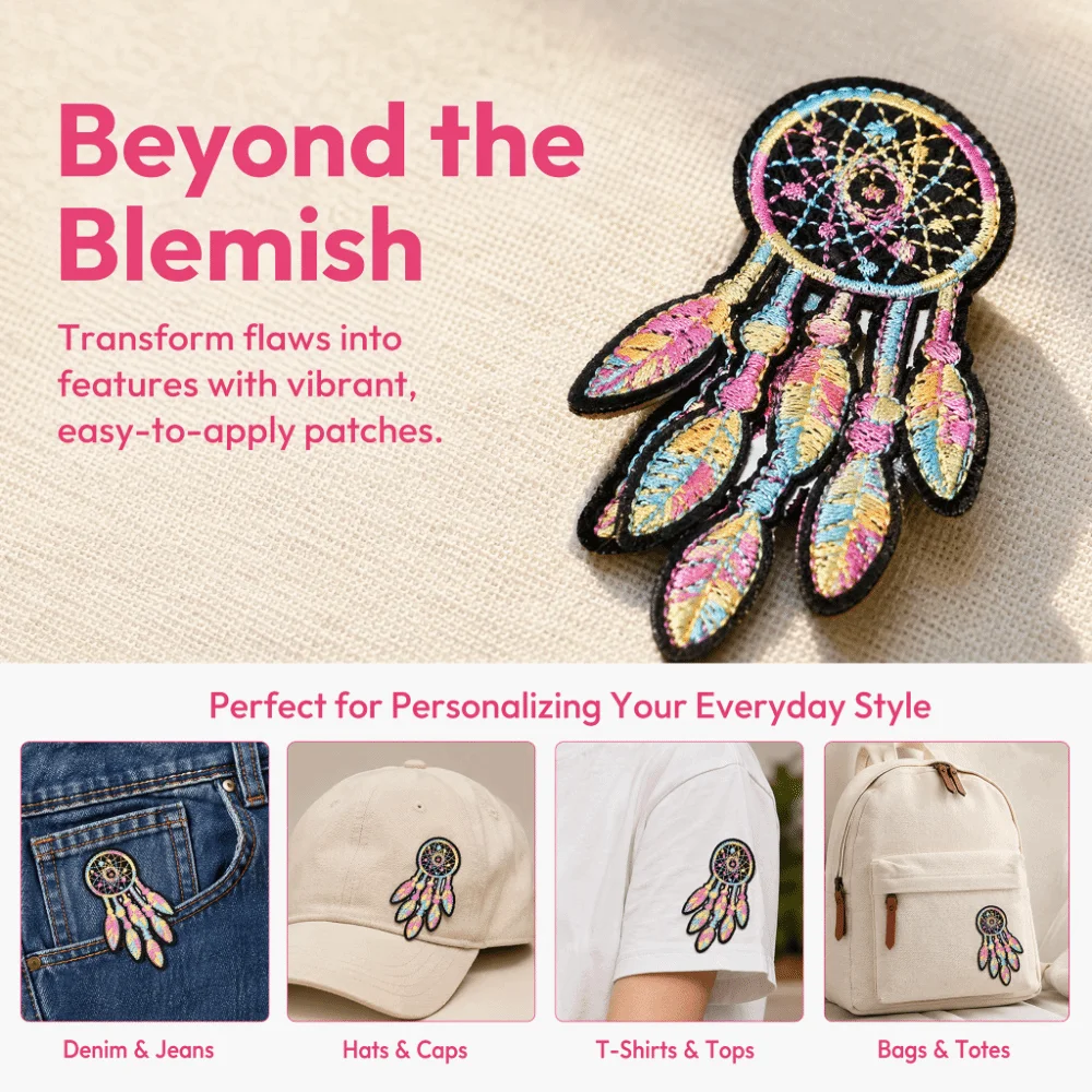 6pcs Vintage Style Colorful Dream Catcher Patches Handmade 10 X 4cm Size Embroidered Cloth Patches Iron On Patches For DIY Decor