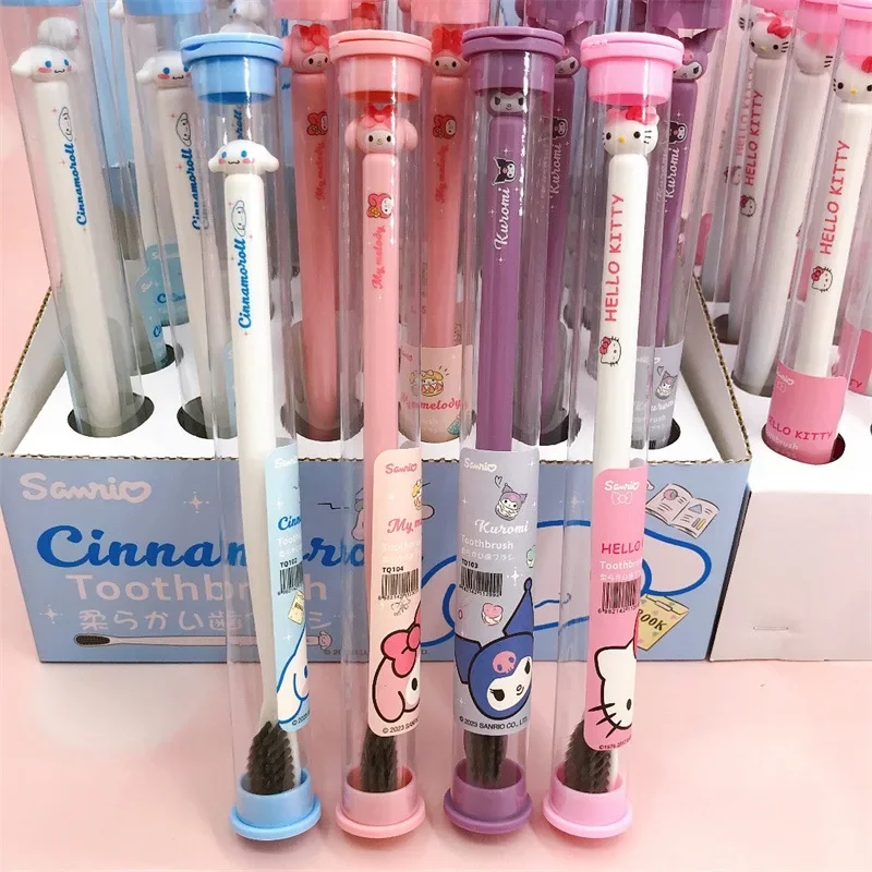 Sanrio Anime Toothbrush Hello Kitty Melody Kuromi Cinnamoroll Cartoon Student Adult Household Toothbrush Cleaning Birthday Gifts