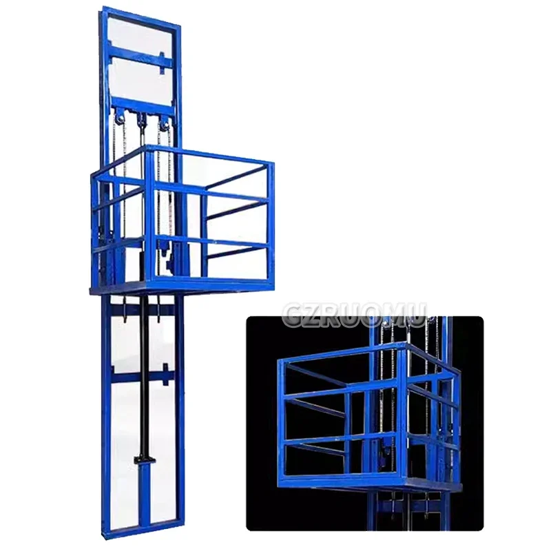 Small Hydraulic Lifting Lift 2M Load 500KG Household Electric Double Rail Platform Factory Hoist