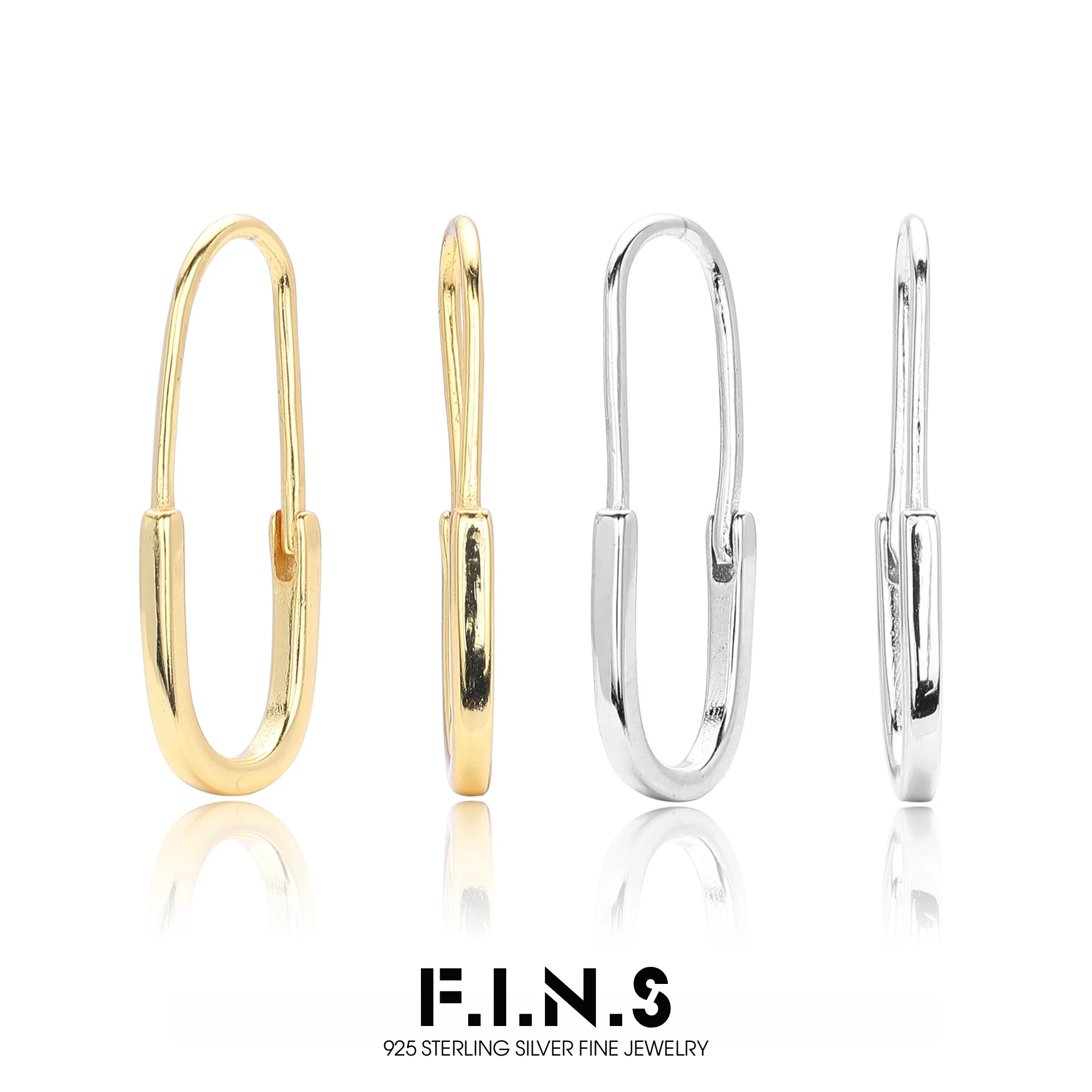 F.I.N.S Minimalist 92 Sterling Silver Safety Pin Shape Leverback Earrings for Women U-shaped Pierced Drop Earring Fine Jewelry