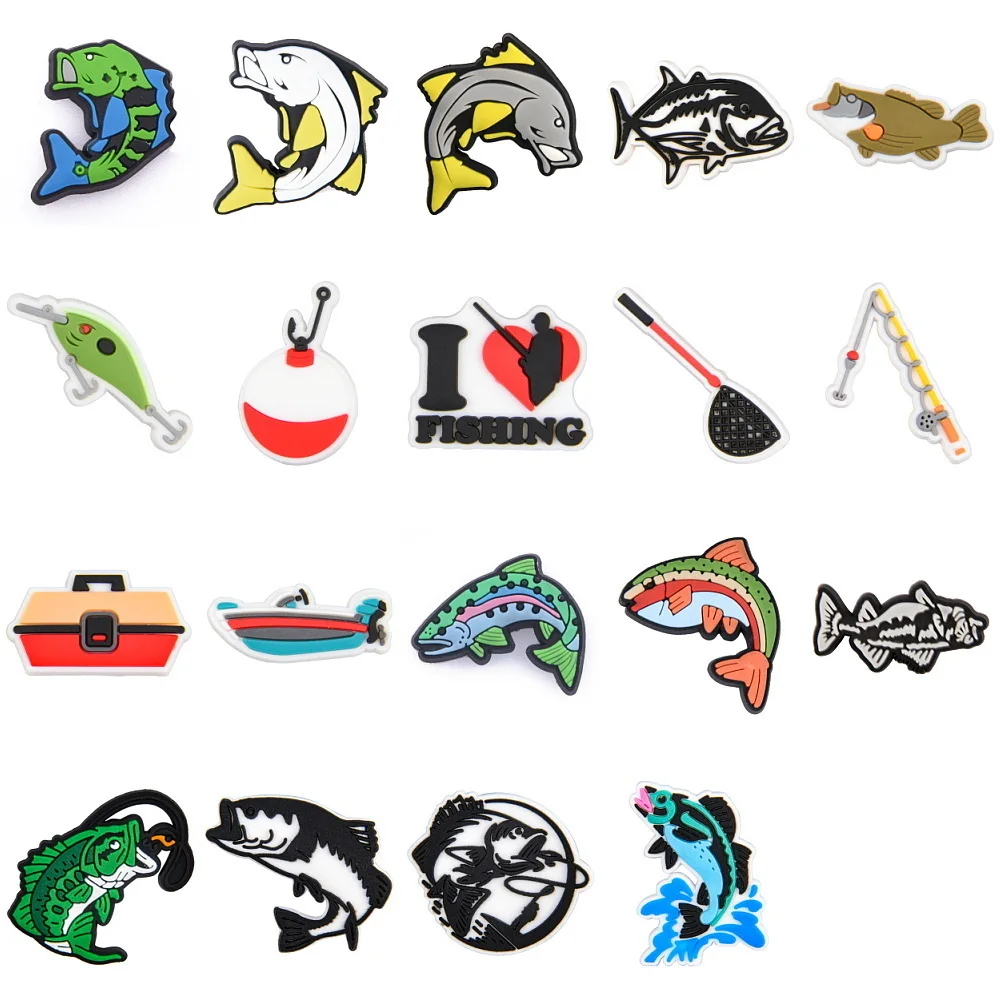 

1pcs Funny Fishing Shoe Decoration Horror Fish Shoe Charms Fishing Gear Bracelet Accessories For Birthday Presents