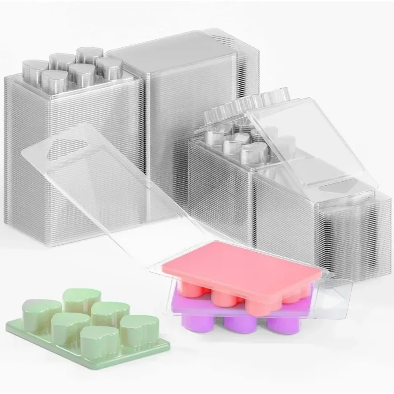 

Высококачественные прозрачные пластиковые контейнеры для восковых свечей (50/100 шт.), квадратные и в форме сердца, без фитилей, для восковых плавителей, модель 2026 года