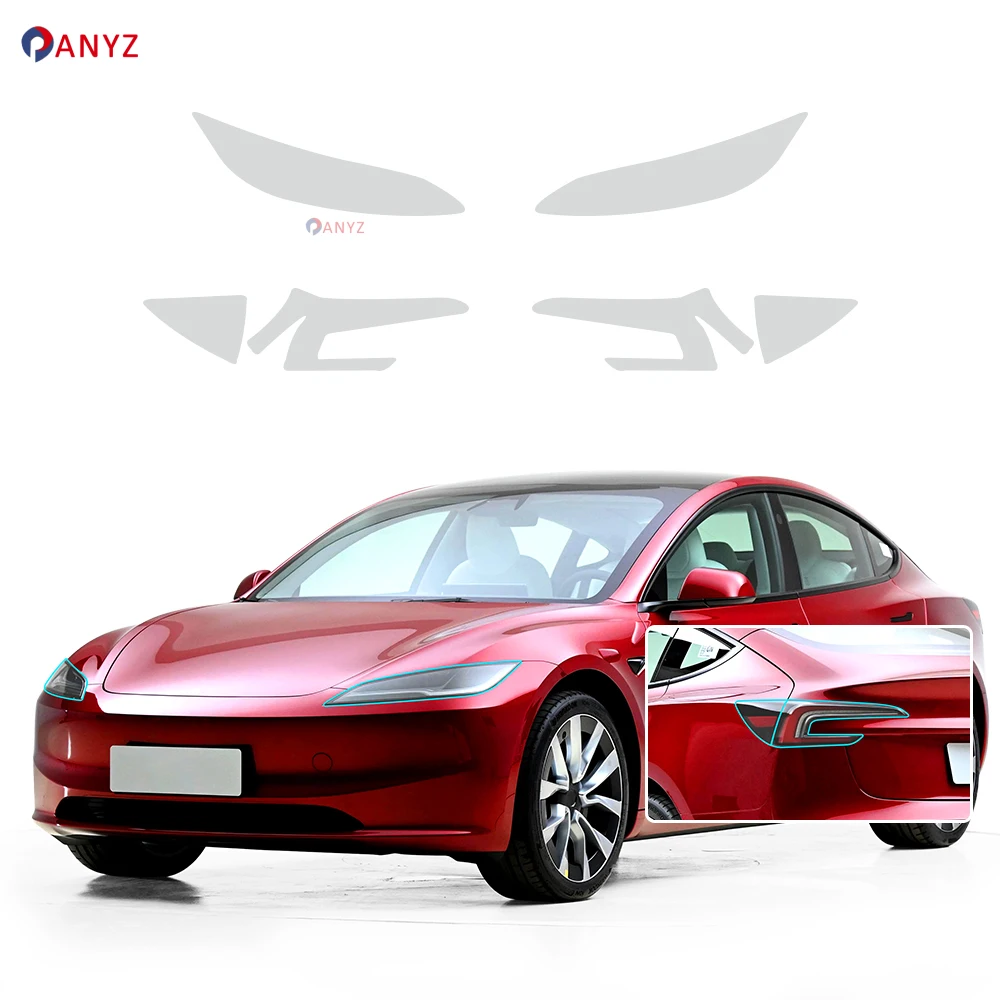 

For Tesla Model 3 Highland 2024 Pre-Cut Car Headlight Rearview Film Paint Protection Film Body Sticker Clear PPF TPU Transparent