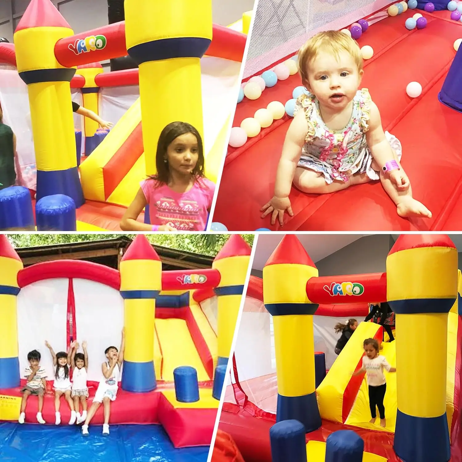 YARD Springkasteel met glijbaan Commercieel springkasteel voor leeftijd 8-12 Opblaasbaar springkasteel met ventilator voor buitenfeest