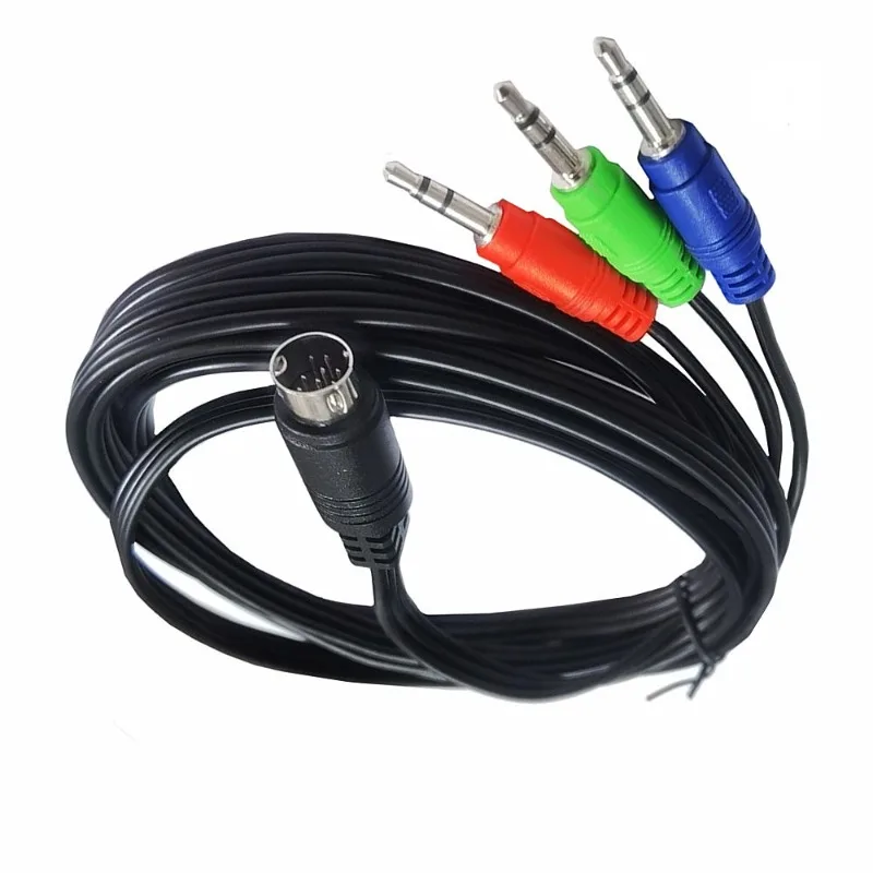 

Mini DIN 9-pin Male To 3*3.5mm Audio DIN Cable for Audio Receivers，monitoring Equipment, and More L:1.8meter