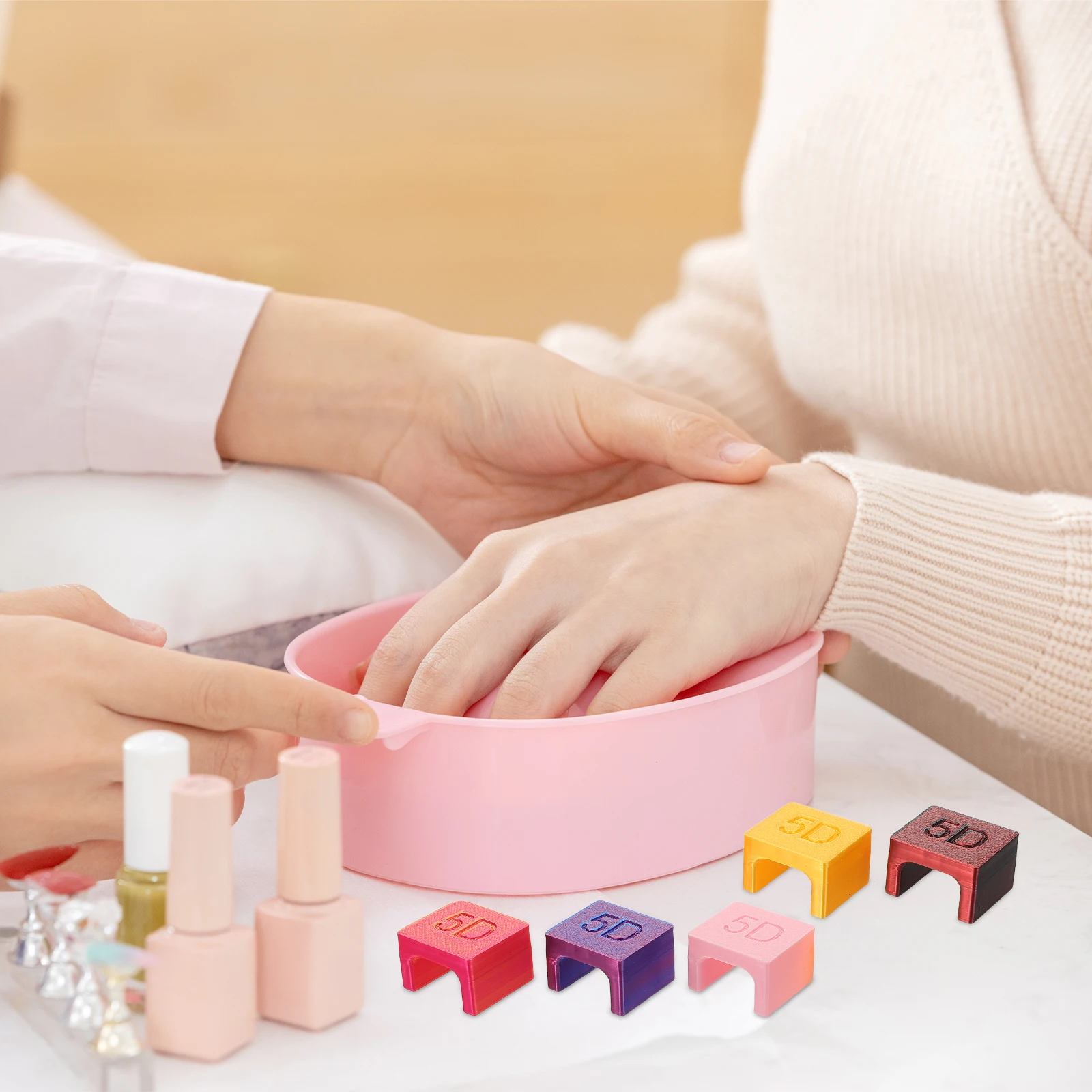 

5pcs Manicure Finger Separator Art Protector Reusable Polish Guard For Gel French Tips Diy Stenciling Multicolor Spill-Proof