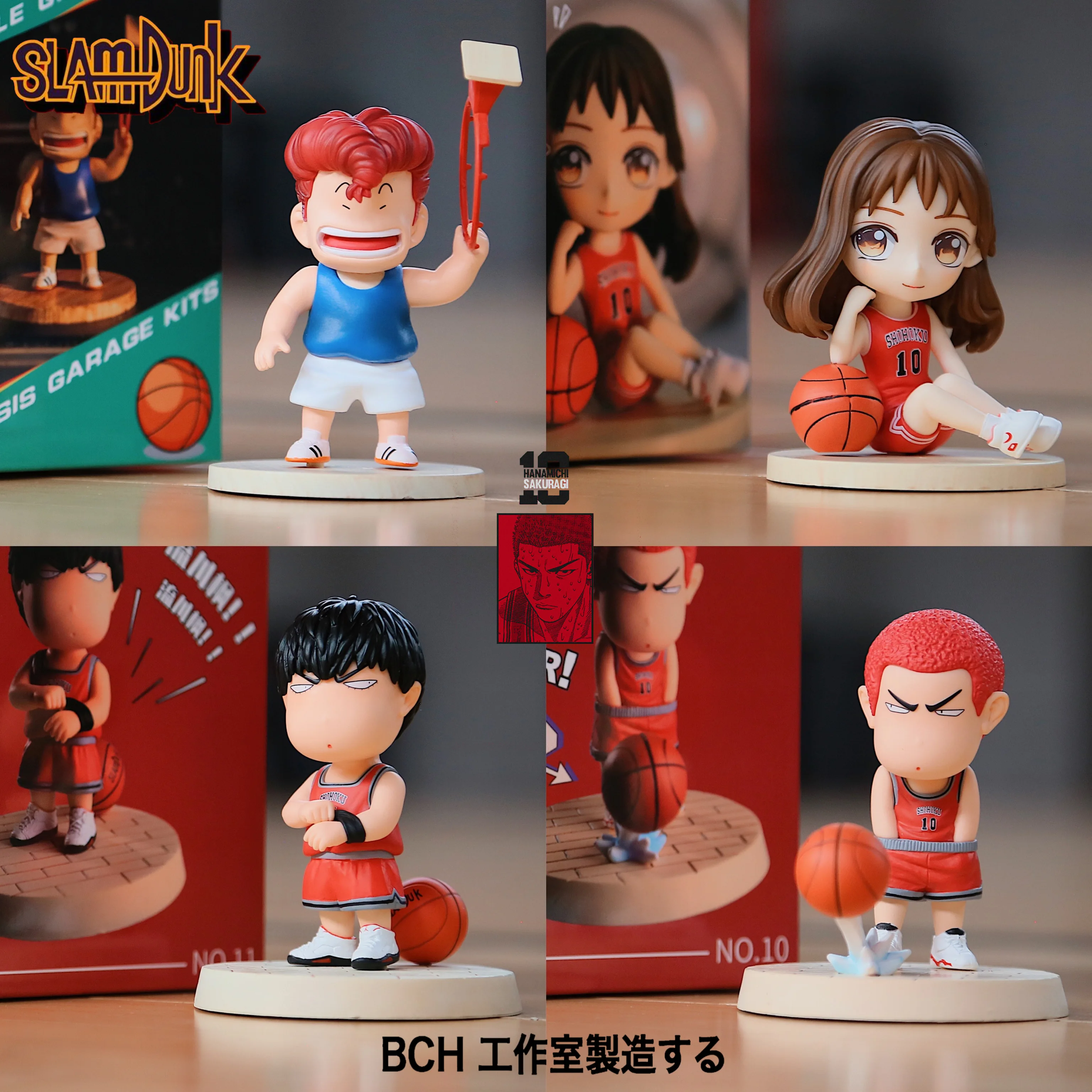 

In Stock Bandai Super Deformed Slam Dunk Hanamichi Sakuragi Figure, Cute Q Version Anime Model Collectible with Basketball Scene