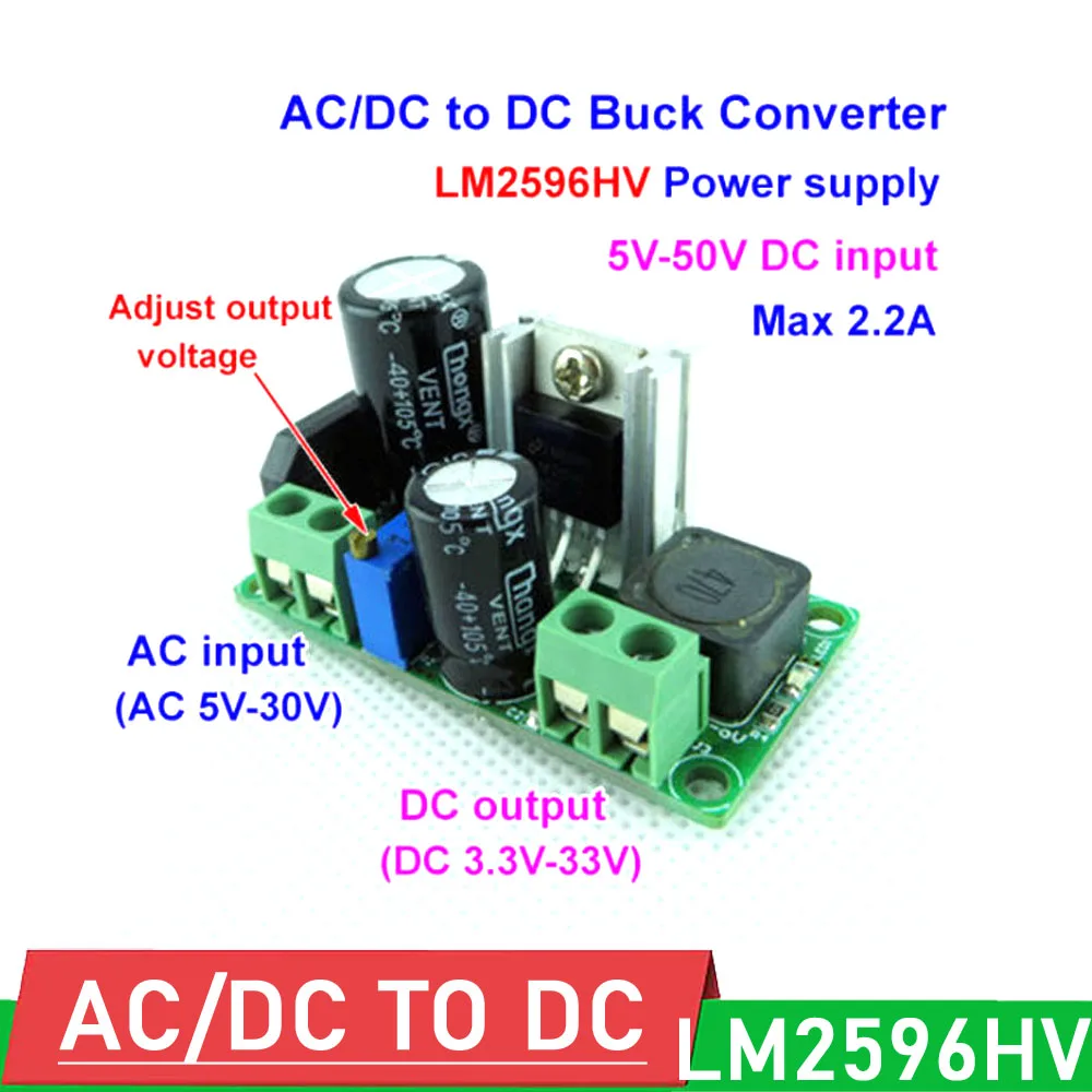 LM2596HV Konwerter AC/DC na DC Buck Step Down Zasilacz Regulowany moduł regulatora napięcia 3.3V 3v 5V 9V 12V 15V 19V 24V 36V