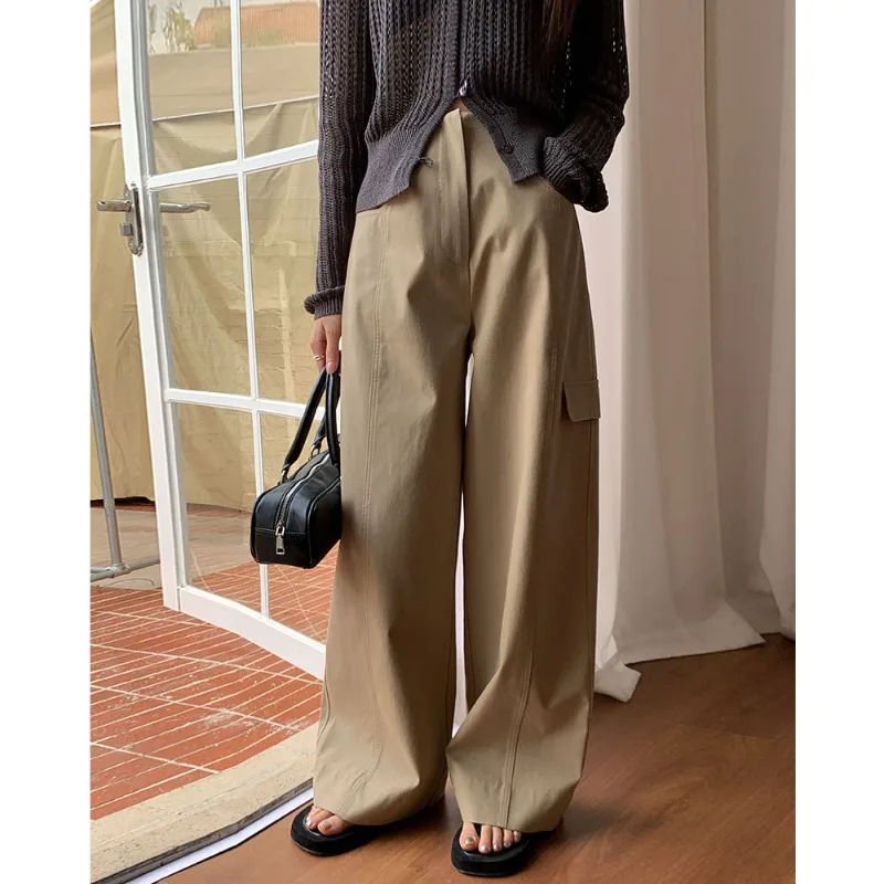 Suit Pants Women's Spring Korean Version of High Waist Wide Leg Loose Cotton Nine-minute Pants