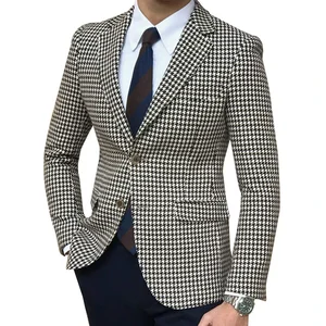 Hountstooth Casual Blazer Chess for Men A Piece Suit Jacket with 2 Fine Side Slot Adjustment Men's Moda 2024 Inventory 10 Main Sales Men's Blazer Chess - №4