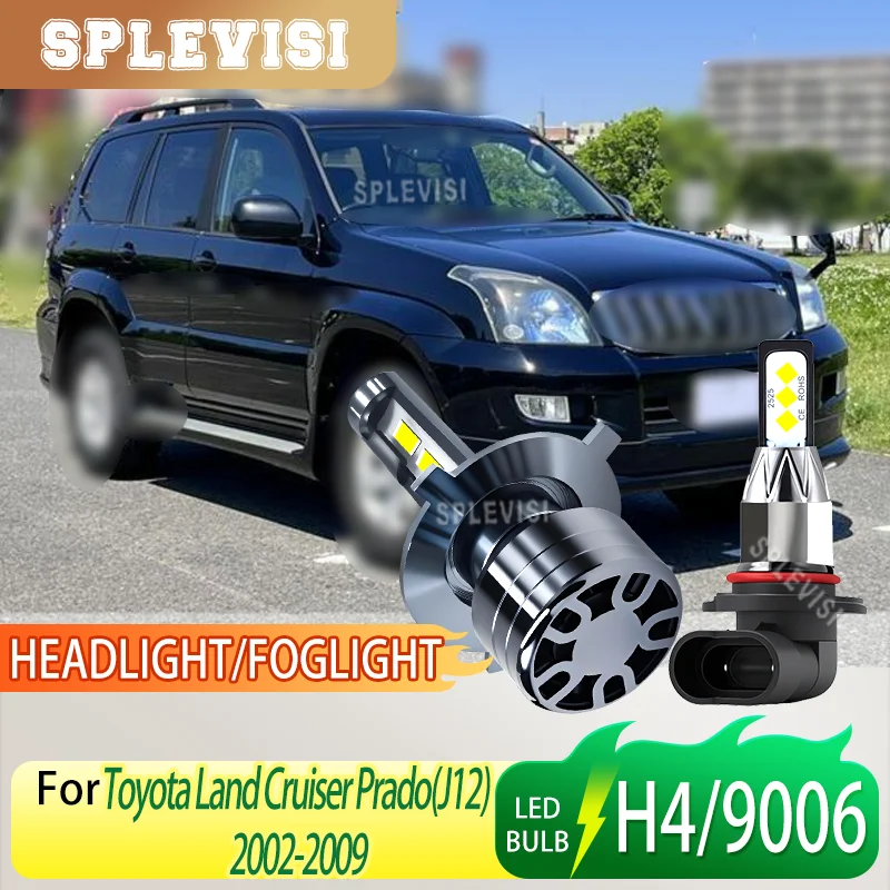 H4 LED Headlamp 9006 Foglamp with 50,000 Hrs Lifespan For Toyota Land Cruiser Prado(J12) 2002 2003 2004 2005 2006 2007 2008 2009
