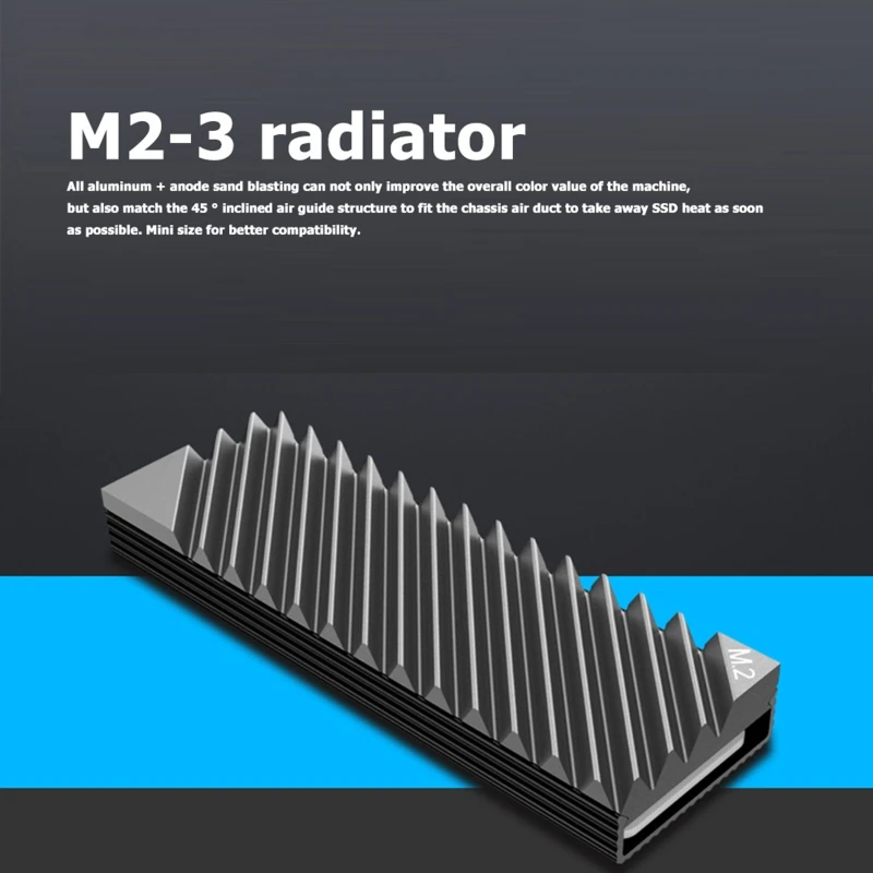 D7YC Aluminum M.2 NVME SSD Radiator Heatsink for 2280 PCIE Solid State Hard Disk Heat Sink 2 Silica Gel Cooling Thermal Pads