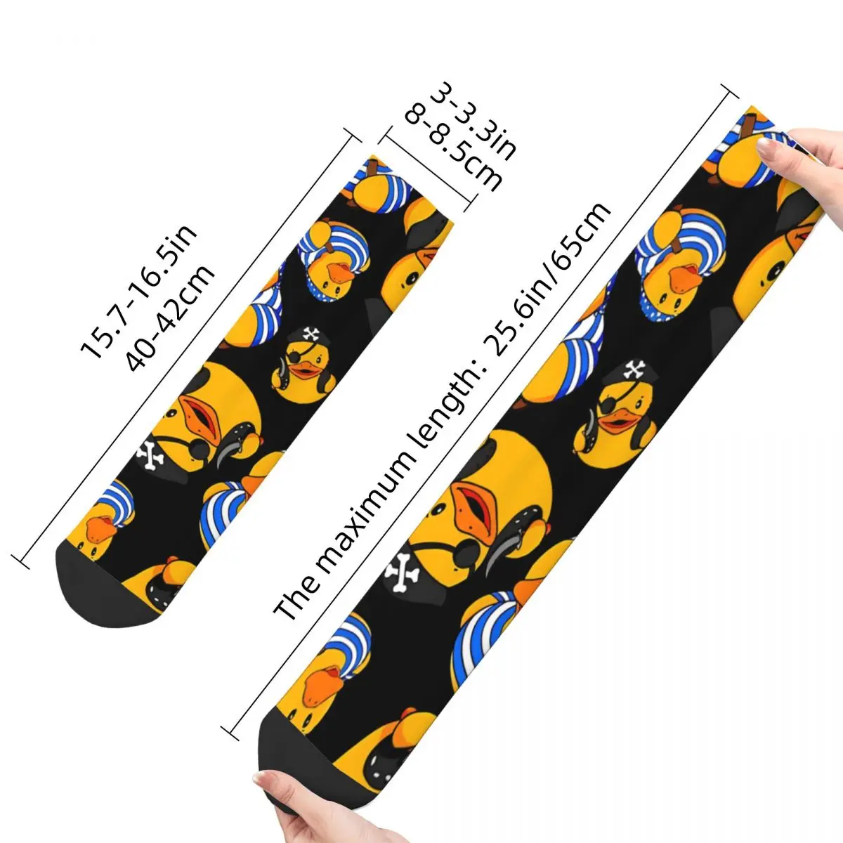 Happy Men's Socks Pirate Rubber Ducks Retro Rubber Duck Hip Hop Seamless Crew Sock Gift Pattern Printed