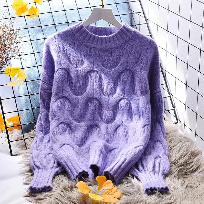 

Women Autumn and Winter 2024 New Twist Sweater Loose Korean Lazy Knit Bottoming Shirt Pullover Round Collar sweater