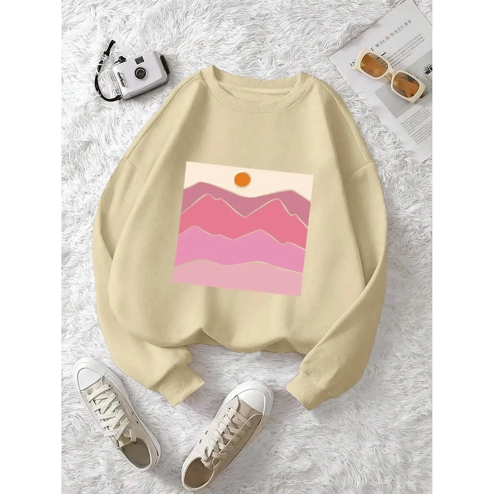 Long Sleeve Casual Sweater Khaki Lightweight Casual Autumn Top Autumn Fashion Autumn Fashion Brand New Condition