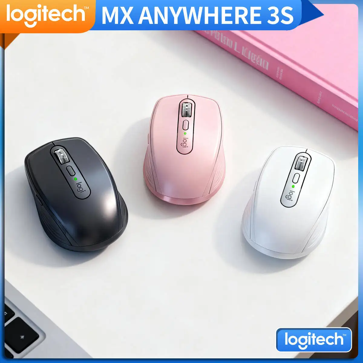 

Logitech MX Anywhere 3S Compact Bluetooth Mouse Fast Scrolling Custom Buttons Lightweight Portable for Laptop Work