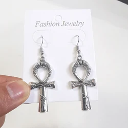 Ankh Cross Dangle Drop Earrings for Women Vintage Goth Egyptian Jewelry Accessories Decor Woman Stud Personalized Gift Designer