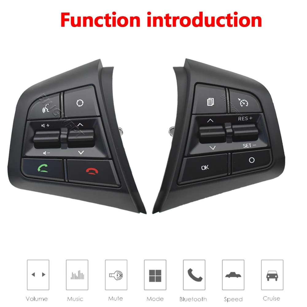 Volante para Hyundai ix25 Creta 1,6 2,0 2016-2019 Bluetooth Control de crucero del teléfono botón de Control remoto el lado derecho