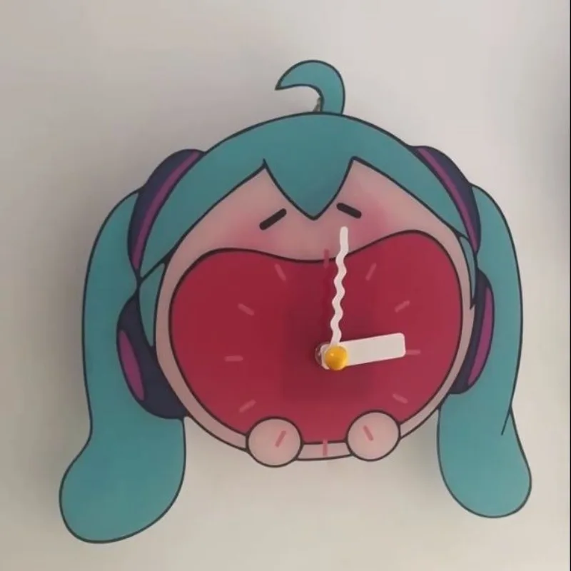 

New Hatsune Miku Kawaii Cartoon Animation Creative Living Room Wall Clock Cute Miku Silent Decorative Acrylic Quartz Clock Gift