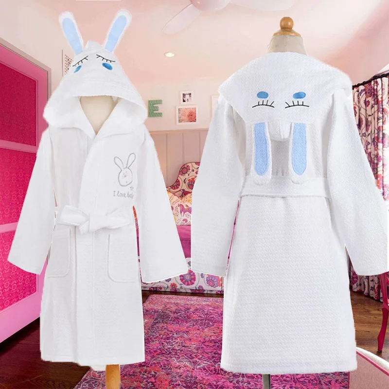 Summer 100% Cotton Child Bathrobe 5-10 Years Kids Good Quality Soft Bathrobe Bath Sleepwear Girls Boys Robes Children's Cloth