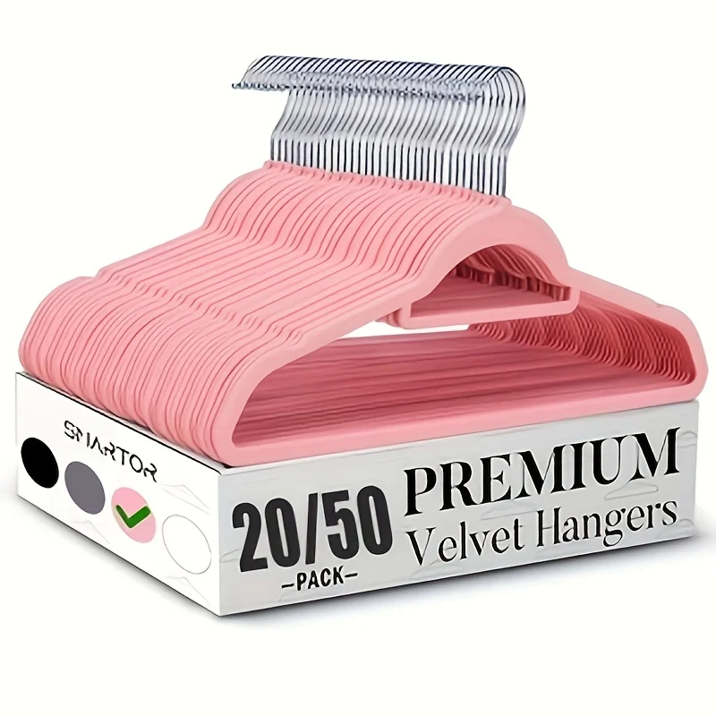 20/50pcs Velvet Hangers with 360° Rotating Hooks | Non-Slip Felt Coated, Space-Saving Organizer for Coats, Pants, Suits, Heavy-Duty Home Wardrobe Storage Solution