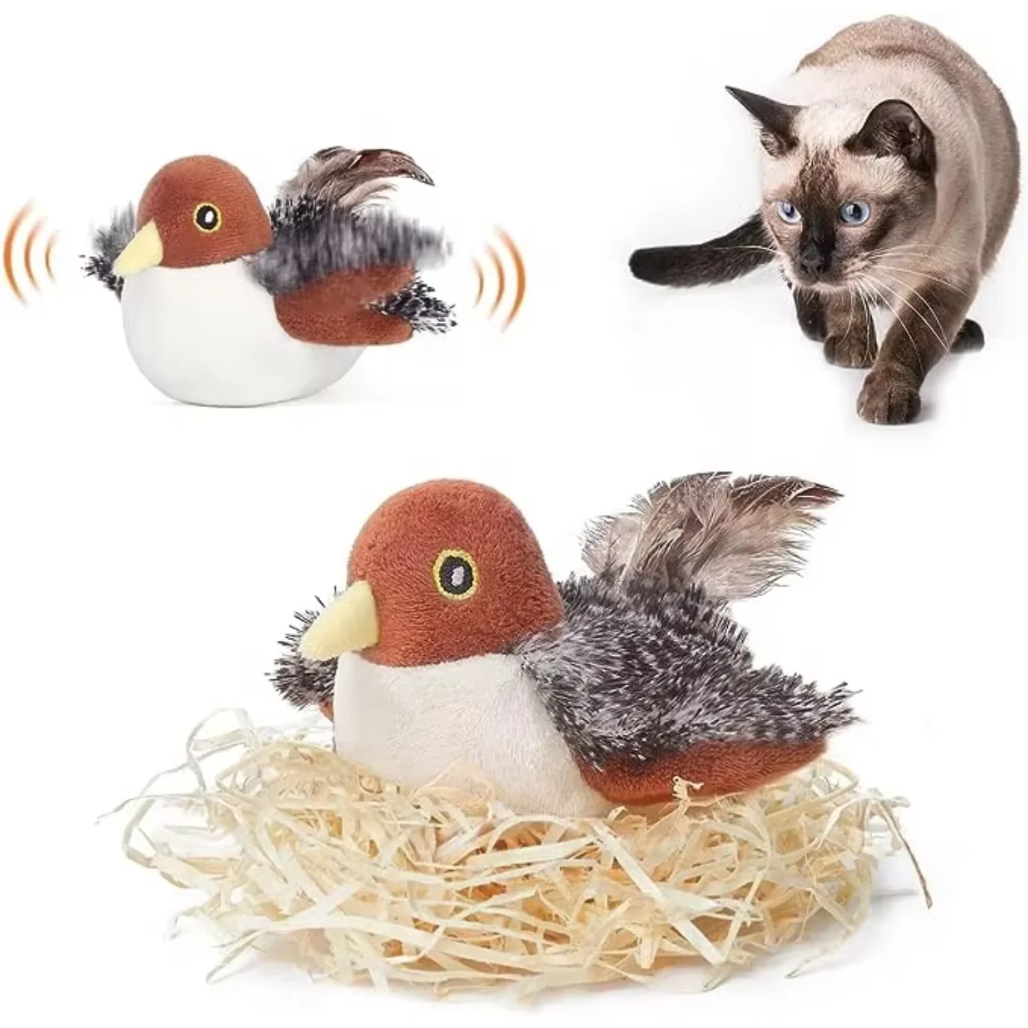 Bird Interactive Cat Toy Multi Head Auto Cat Teaser Toy Smart Cat Funny Toy