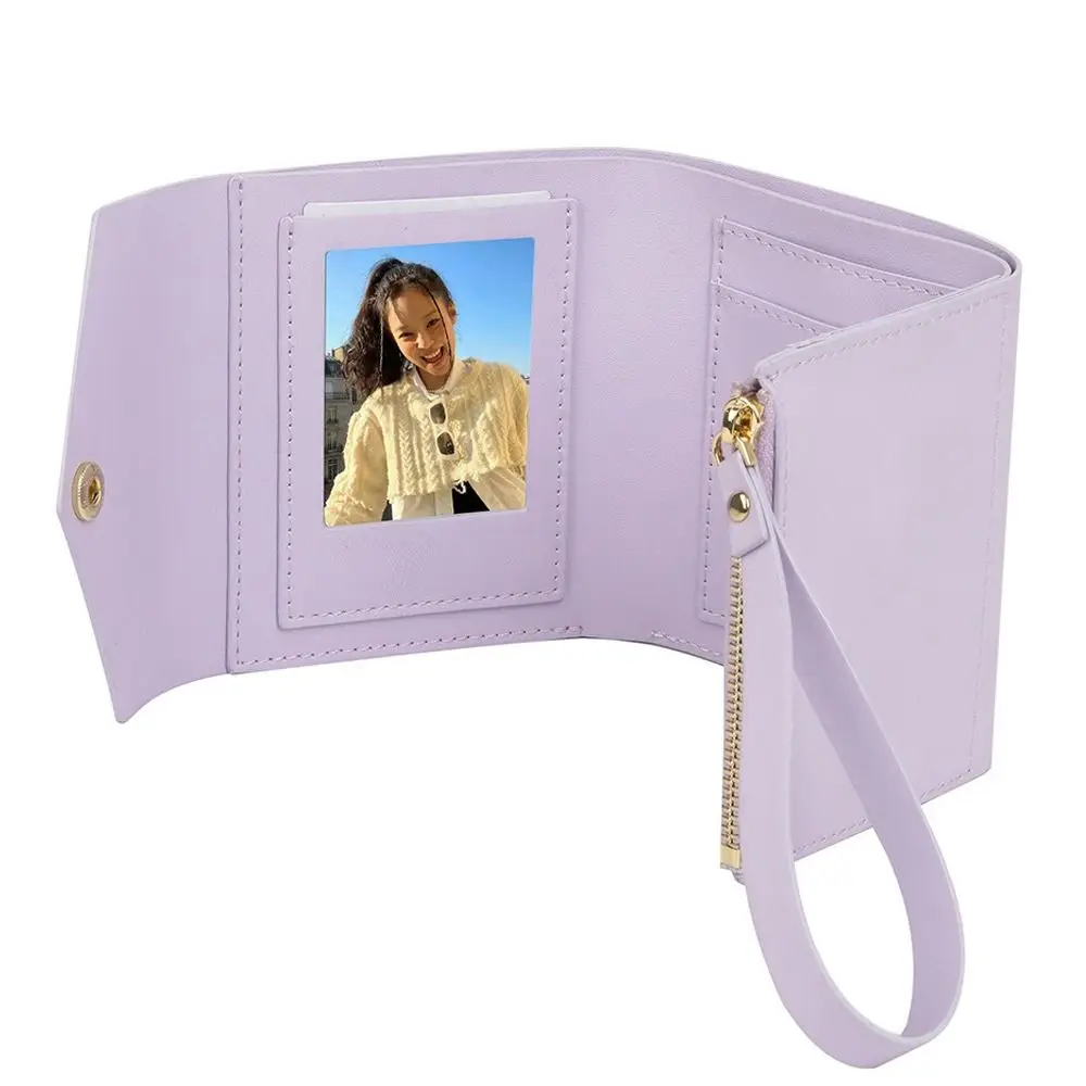 Cartera plegable de cuero PU de gran capacidad para mujer, estuche de almacenamiento de fotos de 3 pulgadas, tarjetero de juego de moda, tarjetero de crédito y Banco, 2024