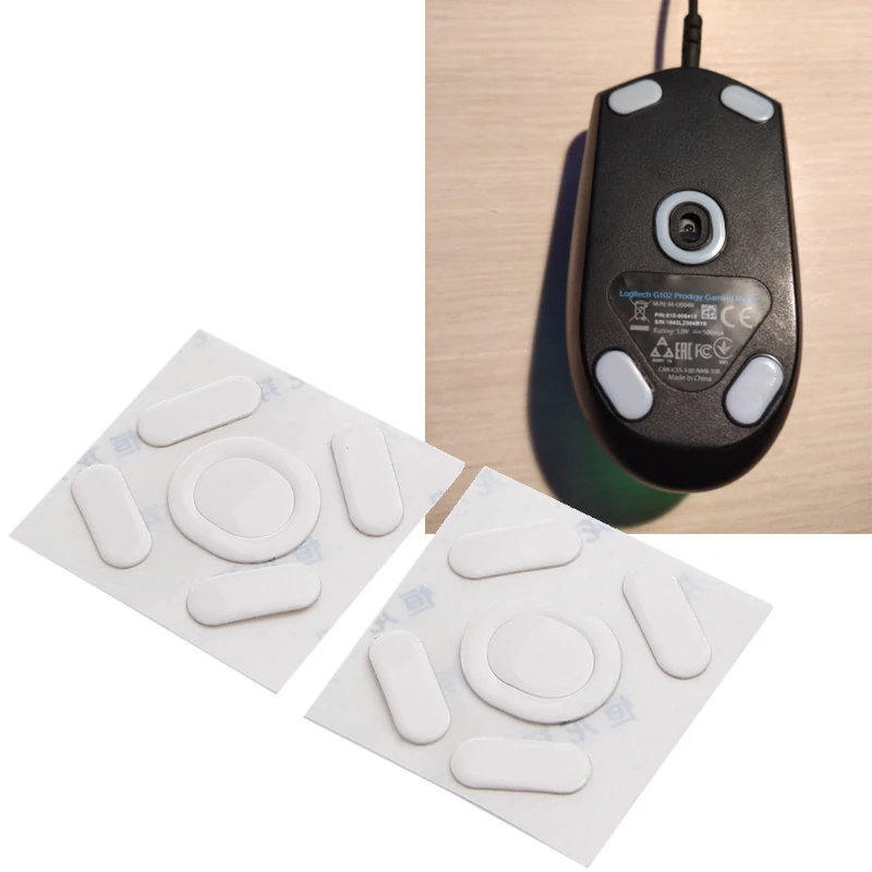 

2Set Mouse Skates Feet Pads Mouse Feet Sticker for G102 Mouse White Rounded Curved Edges Mouse Feet Dropship