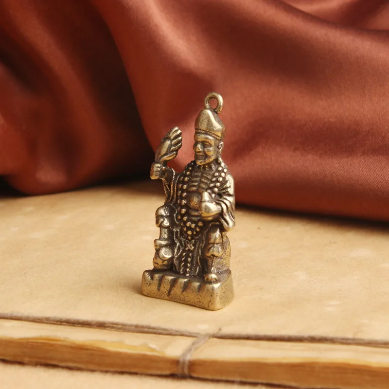 Brass Living Jigong Keychain Fuhu Arhat Buddha Statue Pendant Handheld Piece Bronze