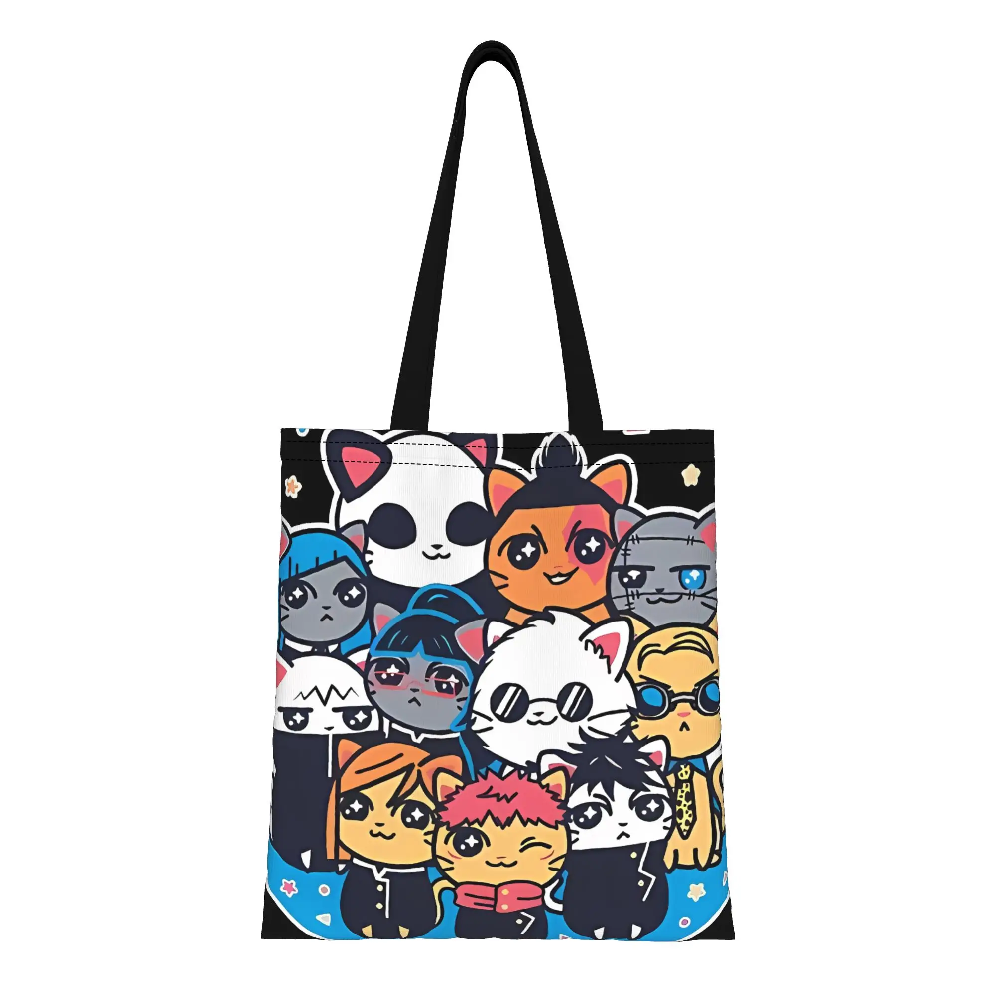 

Сумка-тоут из холщовой ткани Jujutsu Kaisen для женщин: для покупок, путешествий, активного отдыха, прочная, на плечо, ручная сумка