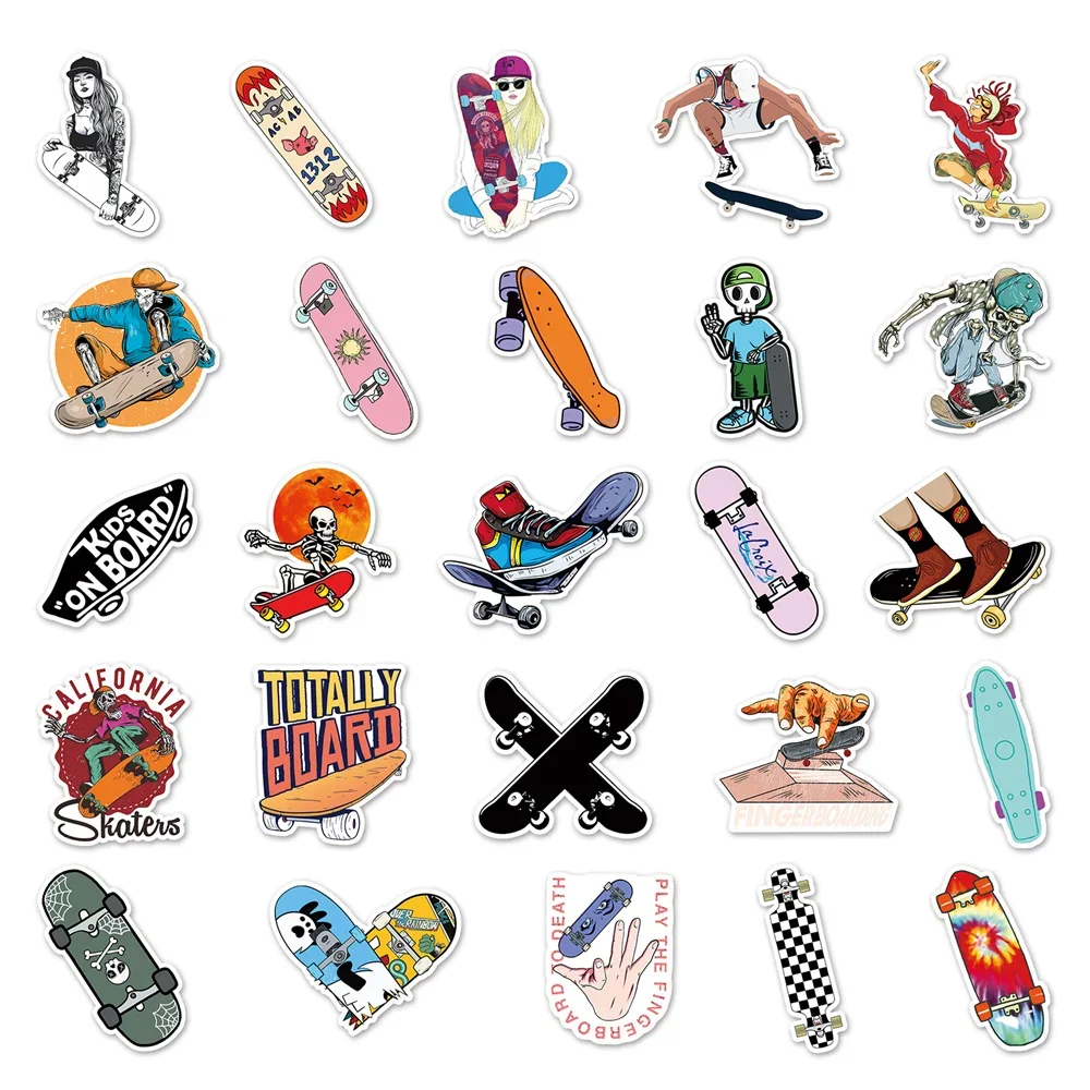 Lot de 10/30/50 Pièces d'Autocollants de Skateboard, Sports, Dessin Animé, Personnalité, Créatif, Étanche, pour Ordinateur, Téléphone Portable, Vente en Gros