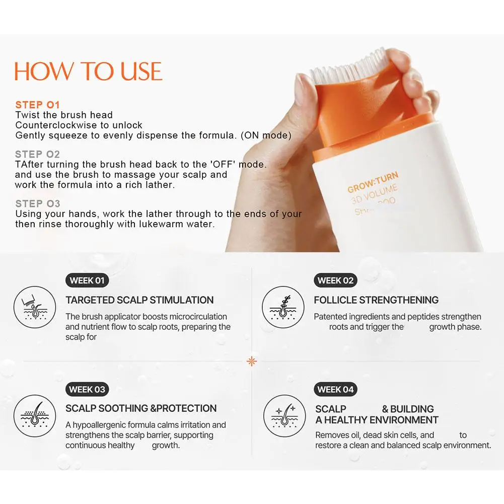 Grow:Turn 3D Volume Shampoo Instant Volume Thickens Hair Lift Silicone Massage Comb Anti-hair Loss Shampoo Brand Hair Roots Care 6