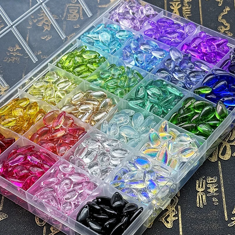 Z02 8x14mm 30Pcs Translucent Water Drop Shape Czech Glass Beads DIY Jewelry Findings Water Drop Glass Loose Beads for Jewelry