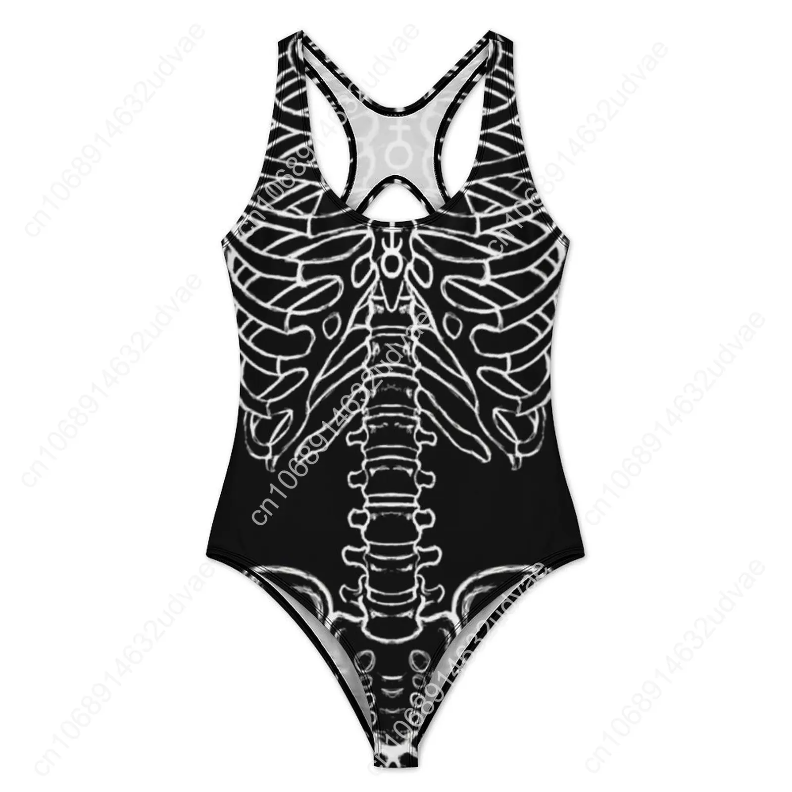 Traje de baño con gráfico de esqueleto Magic Dread Punk, traje de baño de una pieza para vacaciones, trajes de baño para Surf, Monokini sin mangas, ropa de playa con realce para mujer