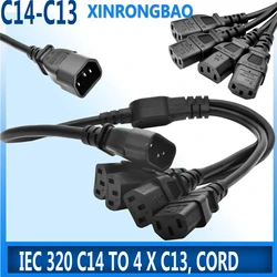 High Quality IEC 320 C14 Male Plug to 4XC13 Female Y Type Splitter Power Cord , C14 to 4 x C13, 250V/10A 1 out of 4 power cable