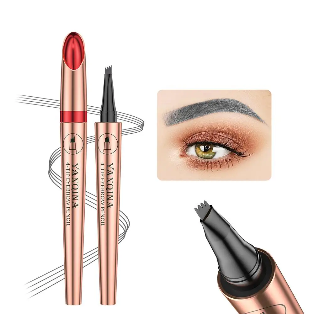 Lápis de sobrancelha líquido impermeável, 4 Point Pen Maquiagem, Long Lasting Cosmetic, Microblade Brow, T6u5