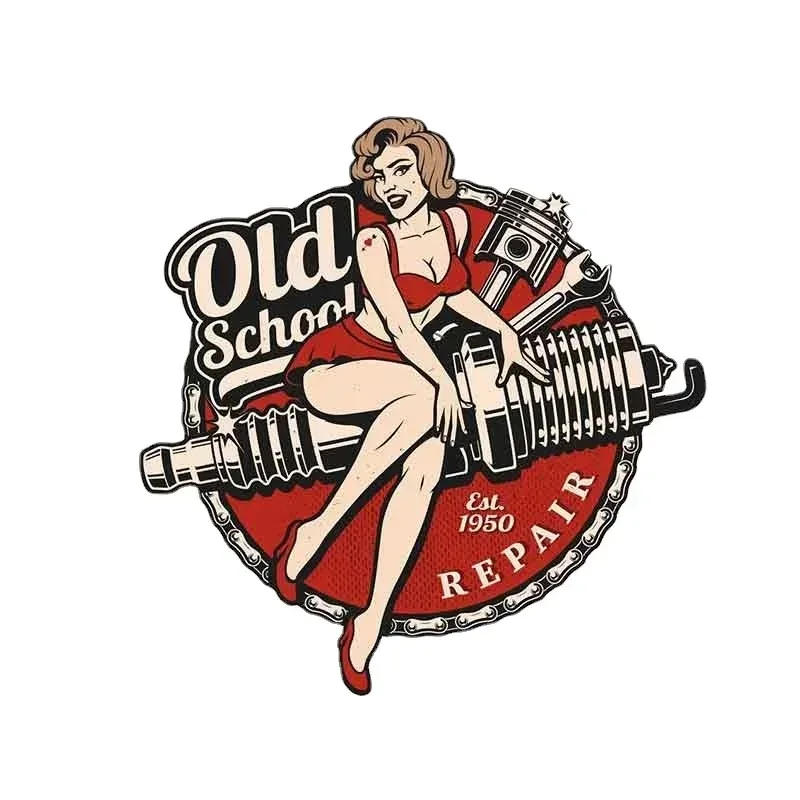 الكلاسيكية شرارة التوصيل دبوس حتى فتاة الكرتون ملصق مائي ذاتية اللصق الساخن قضيب سيارة ملصق السيارات دراجة نارية السائق الديكور 13 سنتيمتر x 12.5 سنتيمتر