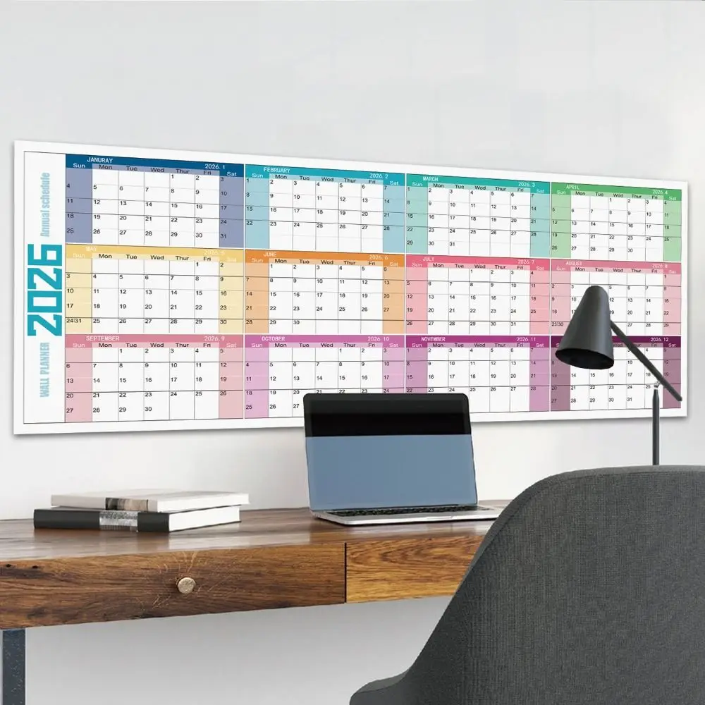 

Durable 42x100cm 2026 English Calendar Colorful Notes Large Size Calendar INS Thick Paper 12 Month Calendar School